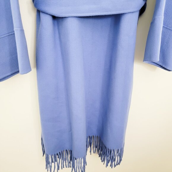 Zimmermann Fringe Wool Wrap Coat Periwinkle 1 Small - Picture 7 of 11